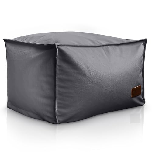Aiire Reposapies Puff Salon en Polipiel - 50x40x30 cm Puf Almacenaje XXL Cuadrado Moderno - Taburete para Reposa Pies Sofa o Cojin de Suelo XXL para Decoracion Hogar Gris