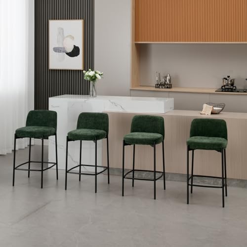 Image of 26 Inch Counter Height Bar Stools Set of 4, Modern Barstools, Green