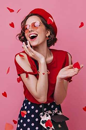 Valentine's Day Heart Charms For Jewelry Making Alloy Enamel Red Heart Shape Charm Pendants Kiss Me Love Heart Dangle Pendants With Holes For Women Girls Diy Bracelet Necklace Earring Gifts #TOP3