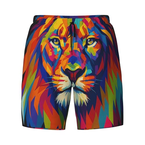 Bañador casual de hombre con estampado de león colorido 5