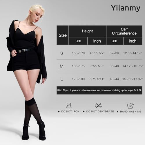Image of Yilanmy Sheer Knee High Compression Socks for Women-Ideal for Daily Wear