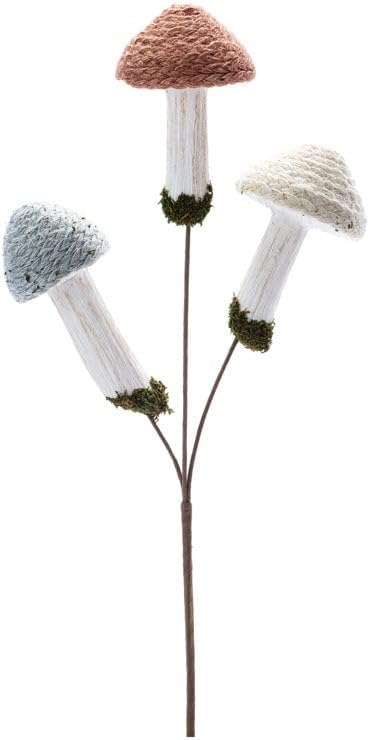 Napco Imports装飾屋外フラワーポットガーデンピック置物18インチジュートトリプルマッシュルーム