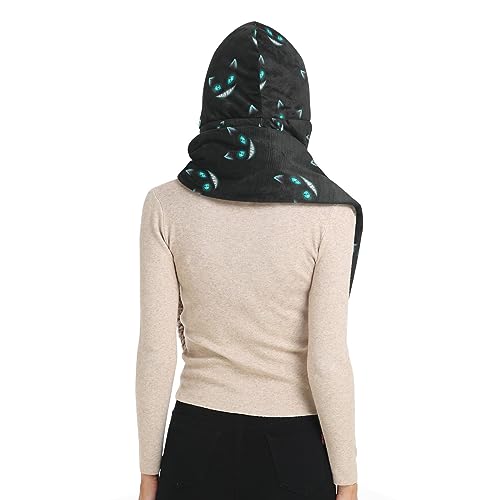 Women Winter Scarf 3 in 1 Hooded Hat Pullover Mitten Combo Cold Weather Neck Warmer3