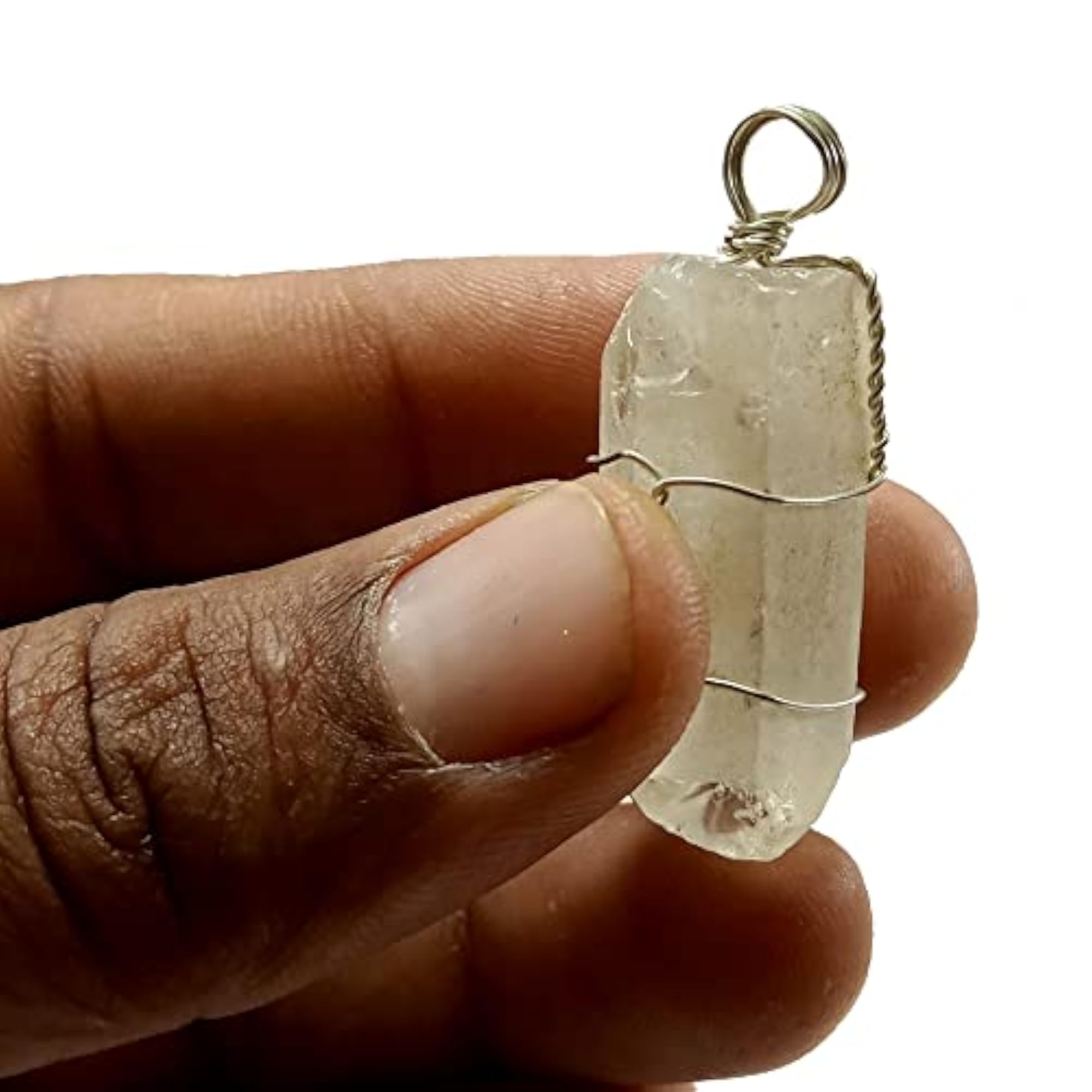 Crystal quartz Rough Point Wire wrap pendant
