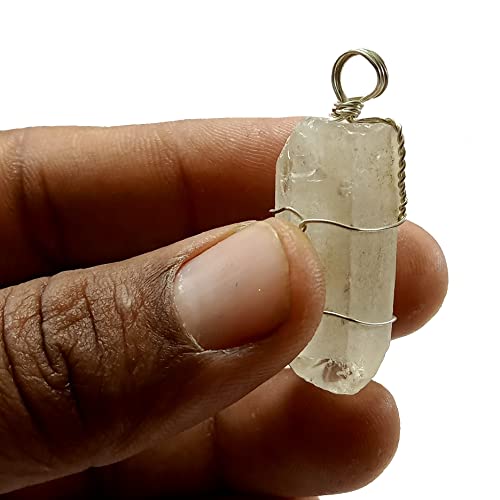 Crystal quartz Rough Point Wire wrap pendant