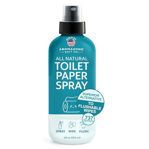 Aromasong 100% Natural Toilet Paper Spray for wiping Flushable Wet Wipe Alternative - Toilet Paper Moistener for Personal Cleansing - Septic Safe 4 fl oz