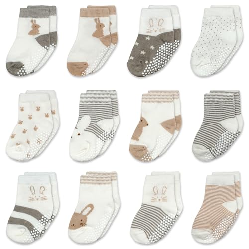 Image of Mother's Choice Organic Cotton Baby Socks 6-12 Months - 12 pairs Soft and Cozy Infant Grip Socks, Gentle Newborn Socks, Perfect For Baby Registry Sock For Everyday Comfort For Infant