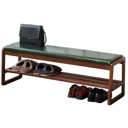 Banc à chaussures gain de place avec siège rembourré en cuir pour entrée