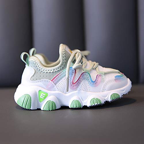Breathable Girls Infant Shoes Lace Up Baby Toddler Mesh Kids Soft Baby Shoes Infant Shoes (Green, 15-18 Months)3