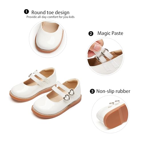 Image of GINFIVE Toddler Girls Dress Shoes Little Kids Flats School Mary Janes Shoes