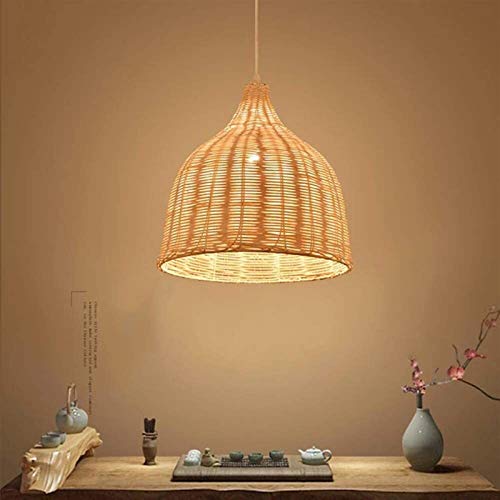 Linterna de mimbre colgante con cable ajustable y pantalla creativa tejida 5
