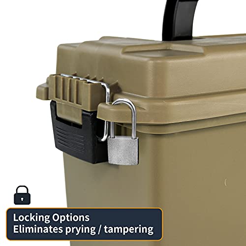 GUGULUZA 2 Pack Ammo Can Plastic Locking Ammo Boxes Water Resistant .30 .50 Caliber Ammunition Storage Containers for Pistol, Rifle, or Shotgun Ammo Storage Box,Khaki - Thumbnail 5