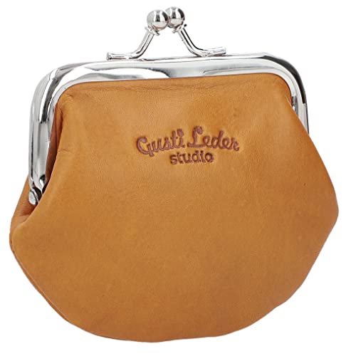 Gusti Petit Porte Monnaie Fenja Marron Clair Cuir véritable Fermeture clic clac Cover
