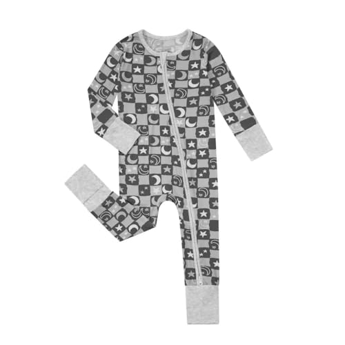 Image of Teach Leanbh Unisex Baby Bamboo Viscose Pajamas with Mittens and Feet Cuffs 2 Way Zipper Long Sleeve Romper Sleep and Play