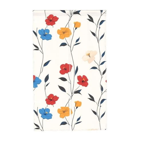 Cortina de puerta de baño tipo media cubierta con estampado floral 8