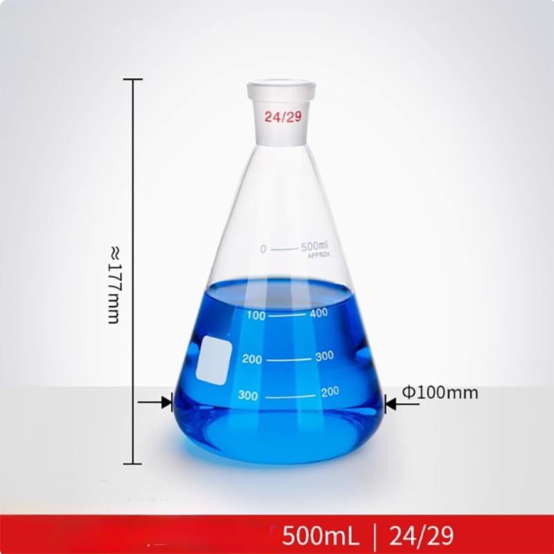 Matraz cónico triangular de vidrio de con marcas - Disponible en tamaños de 100 ml a 3000 ml | 1000ml Mouth 24