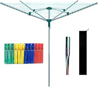 Janoon 3/4 Arm heavy Duty Rotary Washing Line Clothes Airer Outdoor Garden Dryer With Free Ground Spike & Cover by Crystals® (4 Arm Clothes Airer (50M))