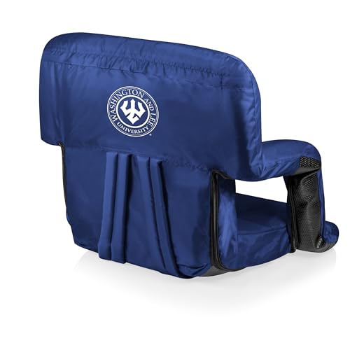 Image of PICNIC TIME NCAA Washington & Lee Generals Ventura Reclining Stadium Seat with Back Support, Bleacher Seat, Beach Floor Chair, (Navy Blue)