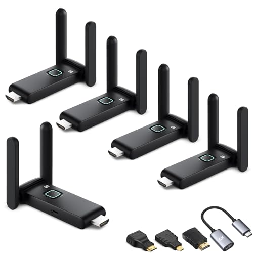 Image of Wireless HDMI transmitter and 4 receiver 4k, USB-C to HDMI Adapter multi TV extender kit, 2.4 /5.8G@60Hz 165FT /50M, suitable for expanding from laptops,TV boxes and Camera to multiple TVs /monitors