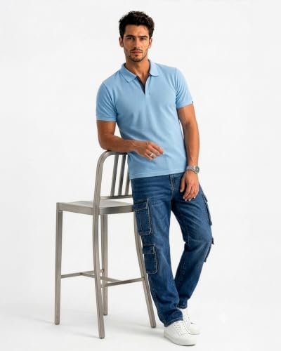 Image of Status Quo Men's Polo T-Shirt | Rich Cotton Blend | Slim Fit | All Day Comfort | Contrast Inner Placket | Polo Collar