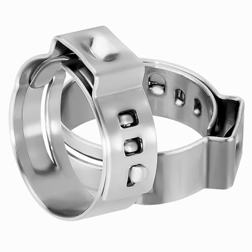 MOLAVIEE 200Pcs Single Ear Hose Clamps, 19.4-22.6mm 304 Stainless Steel Cinch Crimp Rings Pinch Clamps for Automotive, Home Appliance Line and Plumbing by MOLAVIEE - Image 3