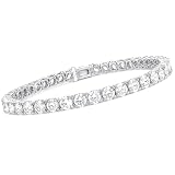 Diamond2Deal 14k White Gold Round Cut Lab Grown Diamond Tennis Bracelet (3 ct, Color-D, Clarity- VS) 7'