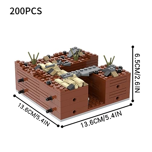 Image of WW2 Battlefield Right Corner Military Block Set(200PCS).Military Building Block Set Can Freely Build Battle Scenes.