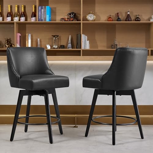 Image of 26 inch Counter Height Swivel Bar Stools, Set of 6, Black