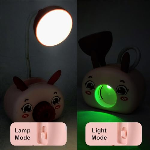 Image of VGRASSP 2 in 1 LED Table Lamp Pencil Sharpener Toy for Kids with Adjustable and Flexible Neck, Soft Color Changing Light - Cute Bunny Study Desk Lamp Gift - Color and Design As Per Stock