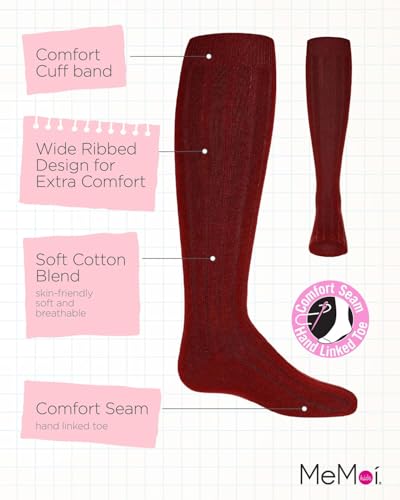 MeMoi Girls Wide Ribbed Cotton Blend Uniform Knee Socks3
