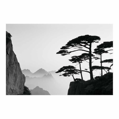 Pins de falaise brumeuses sur toile pour une déco de salon zen et épurée