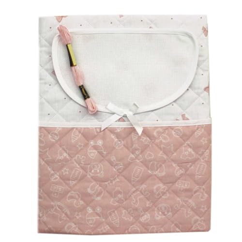hobbymio.it Trapuntino da Culla da Ricamare a Punto Croce, Trapuntino da Culla con Tela Aida più Matassina di Filo, Trapuntino Culla Double Face (05 Rosa)