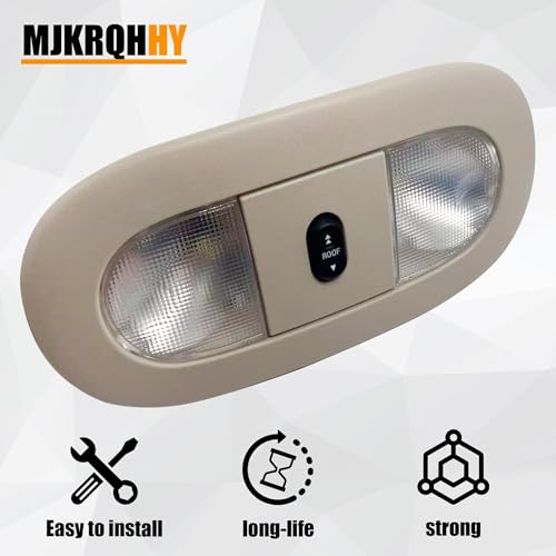 Image of 8C3Z-25519A70-AA Overhead Console with LED Dome Map Light & Sunroof Switch COMPATIBLE WITH Ford F-250 F-350 F-450 F-550 Super Duty 2008-2010 Cab Interior Ceiling Roof Reading Lamp, Beige