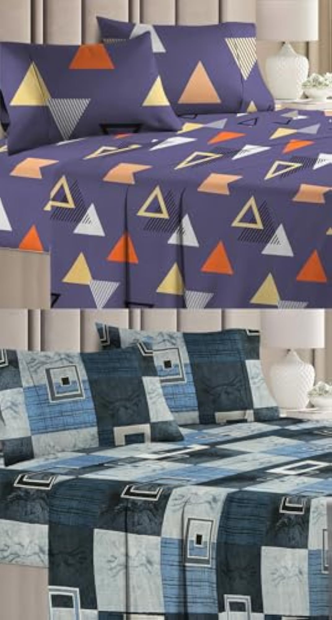 Combo Pack of 2 Double Bedsheets with 4 Pillow Covers