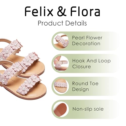 Image of Felix & Flora Toddler Girl Sandals - Flower Girl Dress Shoes Open Toe Little Kid Flats