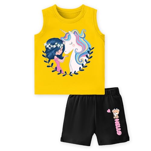 Image of TS LAVI TAVI Baby Cotton Clothing Set | Sleeveless T-Shirt & Shorts Combo | Summer Wear for Boys & Girls | Soft Breathable Fabric | Multicolor Pack of 3
