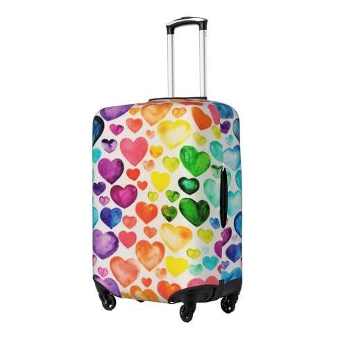Rainbow Hearts Print Luggage Suitcase Covers Elastic Washable Luggage Protector Luggage Covers For Suitcase2