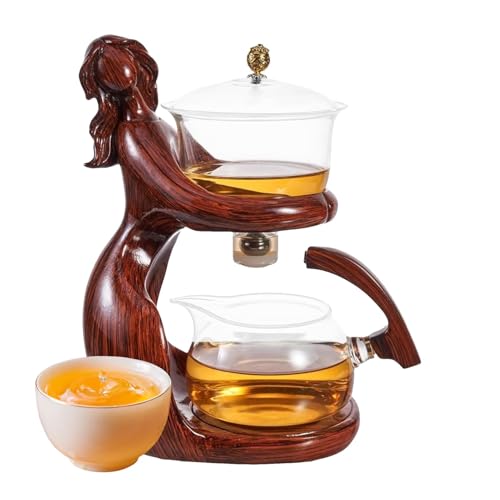 Lazy Kungfu - Set da tè semi-automatico, teiera a goccia Lazy Kungfu, teiera semiautomatica in con infusore, ciotola girevole per deviazione 'acqua, teiera per la produzione di acqua per