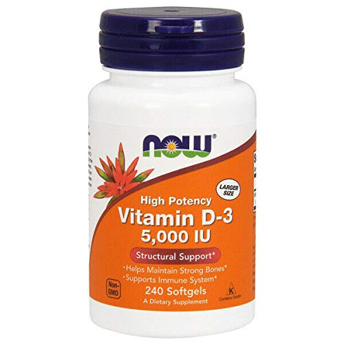 Now Vitamin D-3 5000 IU, 240 Softgels, Pack of 3