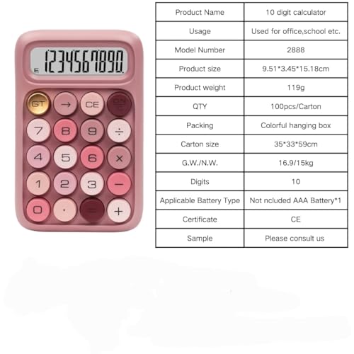 Image of CBK KARUIDA Transparent Desk Calculator with Pastel Mechanical Buttons with 10 Digit Display, Anti-Slip Base Handheld Ergonomic Keyboard Basic Small Calculator for Home, School, Office