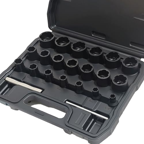 22pcs Bolt Nut Extractor Set Metric 8-27mm Impact Lug...