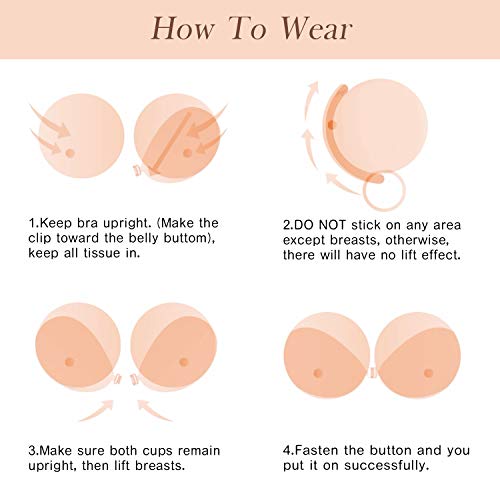 Image of Wingslove Adhesive Bra Reusable Strapless Self Silicone Push-up Invisible Sticky Bras for Backless Dress