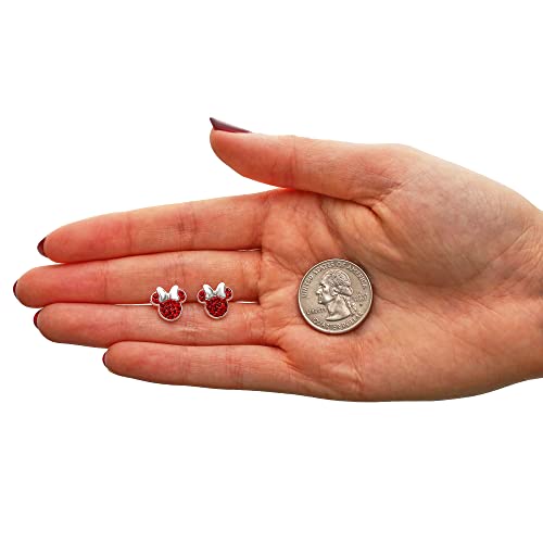 Disney Minnie Mouse Birthstone Jewelry For Women, Sterling Silver Pave Crystal Stud Earrings, January #TOP4