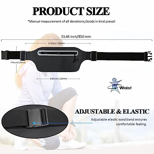 MOVOYEE Waterproof Fanny Pack for Swimming Boating Kayaking Snorkeling Beach Pool Water Sports Travel Hiking Cycling Running Belt Bag Women Men, Crossbody Phone Pouch iPhone Waist Pack Dry Bag Black