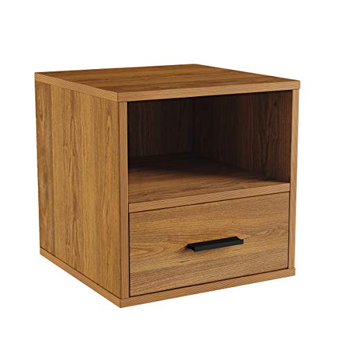 Lavish Home End Stackable Contemporary Minimalist Modular Cube Accent Table With Drawer For Bedroom, Living Room Or Office, 16.25 X 15.75 X 15.75 In, Brown #TOP6