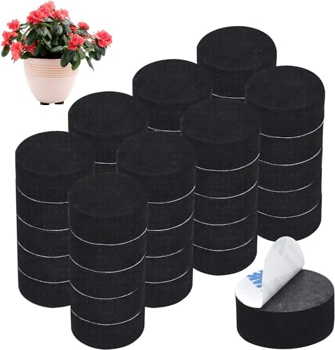 KIPTVO 40PCS Invisible Plant Pot Feet Invisible Black Flower Pot Risers Non-Slip With Strong Self Adhesive Pads Round Black Flower Pot Feet Risers for Outdoor Plant Pots and Furniture Legs