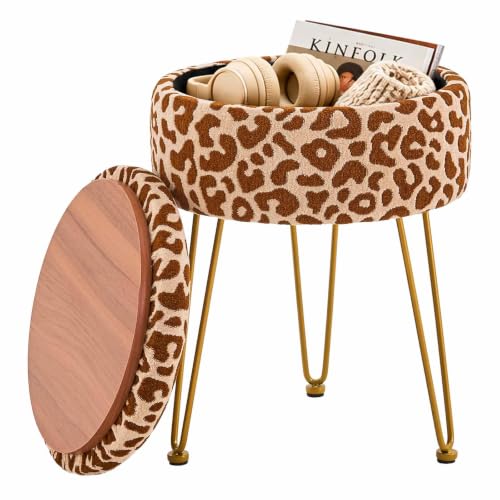 Image of Ottomans Round Ottoman with Storage Footstools Vanity Chair
