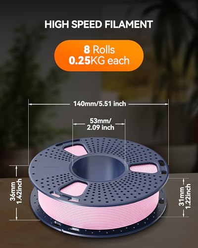 Image of TECBEARS High Speed PLA 3D Printer Filament Bundle, Matte PLA Filament 1.75mm for High Speed 50-600mm /s, 8 Pack,250g Spool, Black+White+Blue+Orange+Pink+Red+Green+Olive Green