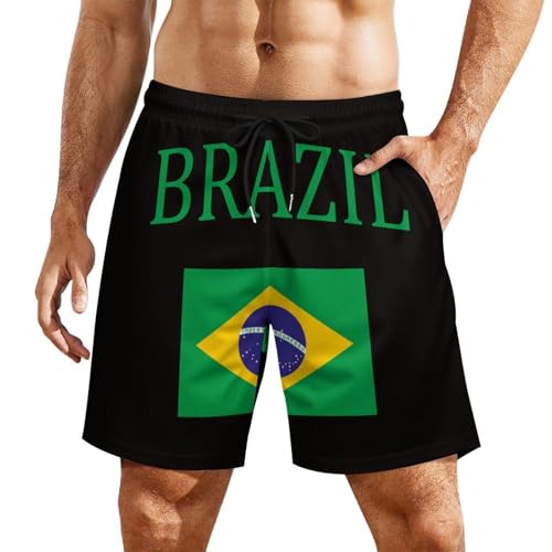 Zakqeik Men's Virgin Islands Flag Swim Trunks Hawaiian Bathing Mesh Lining Suit Swimsuits Beach Shorts with Pockets Casual