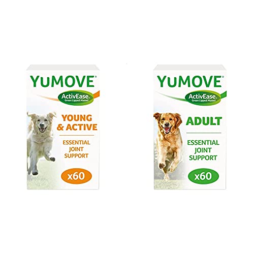 Lintbells | YuMOVE Young and Active Dog | Hip and Joint Supplement for Dogs Aged Under 6 | 60 Tablets & YuMOVE Adult Dog | Hip and Joint Supplement for Stiff Adult Dogs | Aged 6 to 8 | 60 Tablets